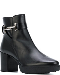 schwarze Leder Stiefeletten von Tod's