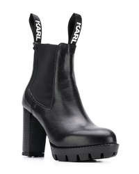 schwarze Leder Stiefeletten von Karl Lagerfeld