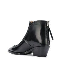 schwarze Leder Stiefeletten von Jil Sander