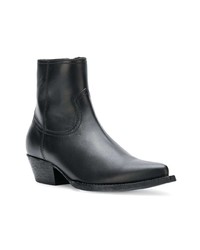 schwarze Leder Stiefeletten von Saint Laurent