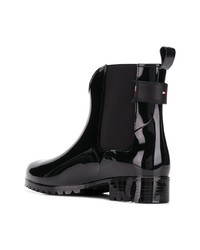 schwarze Leder Stiefeletten von Tommy Hilfiger