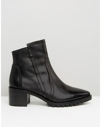 schwarze Leder Stiefeletten von Asos