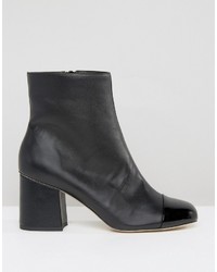 schwarze Leder Stiefeletten von Asos