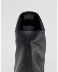 schwarze Leder Stiefeletten von Asos