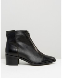 schwarze Leder Stiefeletten von Asos