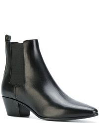 schwarze Leder Stiefeletten von Saint Laurent