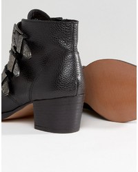 schwarze Leder Stiefeletten von Asos