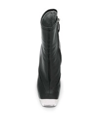 schwarze Leder Stiefeletten von Emilio Pucci