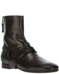 schwarze Leder Stiefeletten