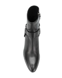 schwarze Leder Stiefeletten von Saint Laurent