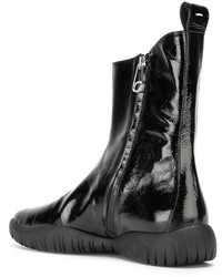 schwarze Leder Stiefeletten von Maison Margiela