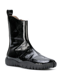 schwarze Leder Stiefeletten von Maison Margiela