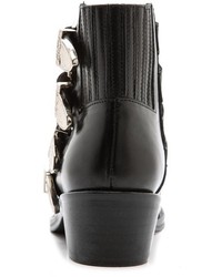 schwarze Leder Stiefeletten