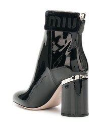 schwarze Leder Stiefeletten von Miu Miu