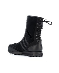 schwarze Leder Stiefeletten von Yohji Yamamoto