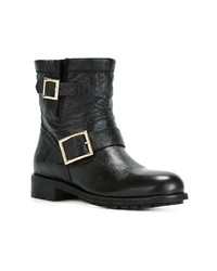 schwarze Leder Stiefeletten von Jimmy Choo