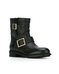 schwarze Leder Stiefeletten von Jimmy Choo