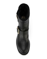 schwarze Leder Stiefeletten von Jimmy Choo