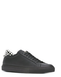 schwarze Leder Turnschuhe mit Schottenmuster von Givenchy