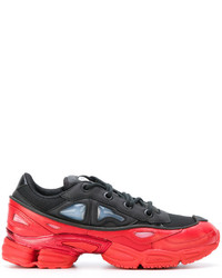 schwarze Leder Turnschuhe von Adidas By Raf Simons