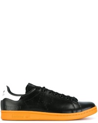 schwarze Leder Turnschuhe von Adidas By Raf Simons