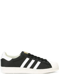 schwarze Leder Turnschuhe von adidas