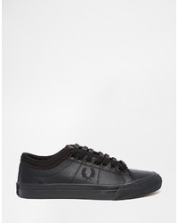 schwarze Leder Turnschuhe von Fred Perry