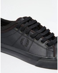 schwarze Leder Turnschuhe von Fred Perry