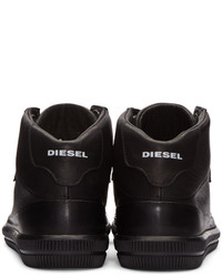 schwarze Leder Turnschuhe von Diesel