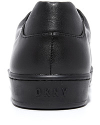 schwarze Leder Turnschuhe von DKNY