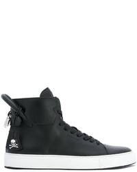 schwarze Leder Turnschuhe von Buscemi