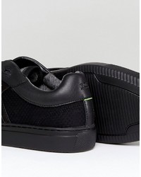 schwarze Leder Turnschuhe von Boss Green