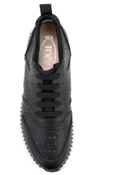 schwarze Leder Turnschuhe von Tod's