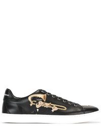 schwarze Leder Turnschuhe von Dolce & Gabbana