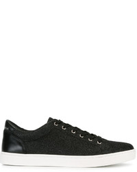 schwarze Leder Turnschuhe von Dolce & Gabbana