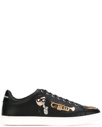 schwarze Leder Turnschuhe von Dolce & Gabbana