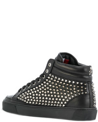 schwarze Leder Turnschuhe von Philipp Plein