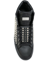 schwarze Leder Turnschuhe von Philipp Plein