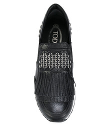 schwarze Leder Turnschuhe von Tod's