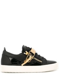 schwarze Leder Turnschuhe von Giuseppe Zanotti Design