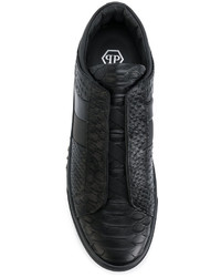 schwarze Leder Turnschuhe von Philipp Plein