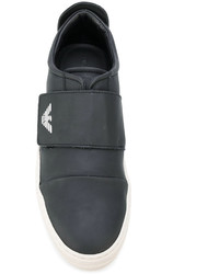 schwarze Leder Turnschuhe von Emporio Armani