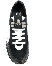 schwarze Leder Turnschuhe von Philipp Plein