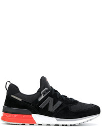 schwarze Leder Turnschuhe von New Balance