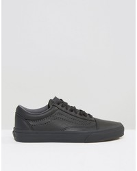 schwarze Leder Turnschuhe von Vans