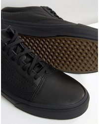 schwarze Leder Turnschuhe von Vans