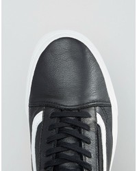 schwarze Leder Turnschuhe von Vans