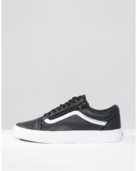 schwarze Leder Turnschuhe von Vans