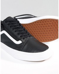 schwarze Leder Turnschuhe von Vans