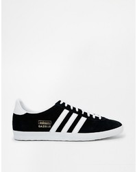 schwarze Leder Turnschuhe von adidas